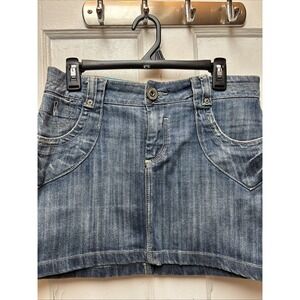 Y2K Jean Miniskirt Button Pockets Made In Brazil. Size‎ Medium 8 To 10 Women.